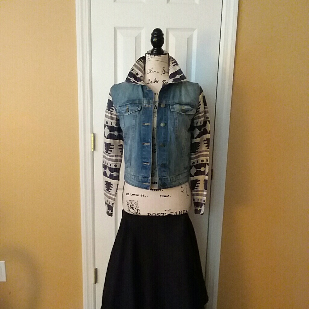 Urban Outfitters BDG Denim Jacket With Woven Sleeves